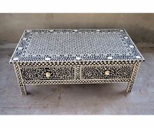 Black color two drawers bed side bone inlay coffee table