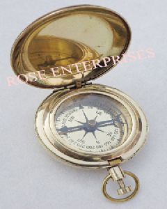 Brass Vintage Push Button Marine Pocket Compass