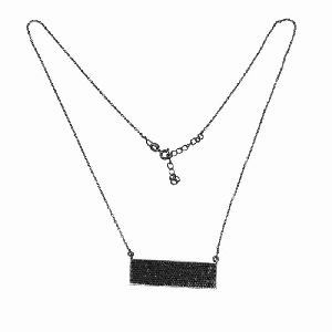 Black Spinel Gemstone 925 Silver Bar Necklace For Womens