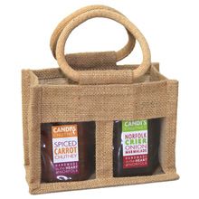 JUTE GIFT PACKING GIFT BAG WITH PVC WINDOW