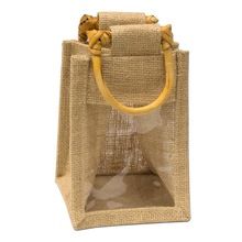 JUTE PROMOTIONAL GIFT BAG WITH CLEAR PVC