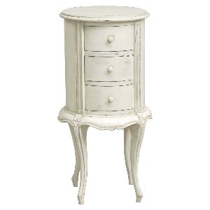 FRENCH STYLE VINTAGE WHITE ROUND BEDSIDE TABLE