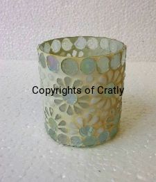 Diamond White Mosaic Glass Candle Holder