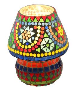 Multi Color Mosaic Glass Candle Holder