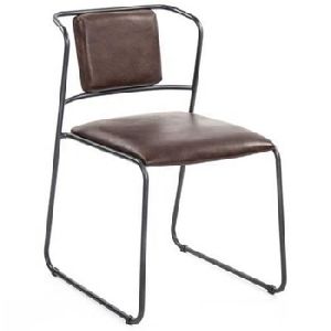 iron metal Dining Chair with genuine leather seat
