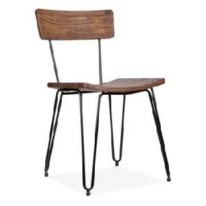 iron metal hairpin design Dining chair with mango wood seat