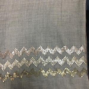 Wool Scarf With Sequin Border