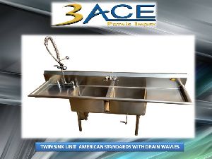 STAINLESS STEEL TWIN SINK UNIT