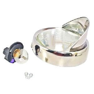 Vespa Bajaj Chetak Head Lamp Light Chrome Rim With Peak Bulb 12 Volt Holder 150mm