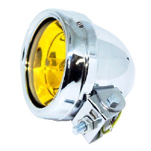 Vespa Universal 12 Volt Yellow 4" Spot Light Chrome Case Glass Lens
