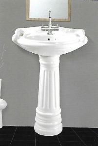 Prince Set Pedestal Wash Basin, For Home, Hotel, Restaurant, Pattern : Plain