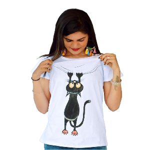 Hanging Cat Painted T-Shirt