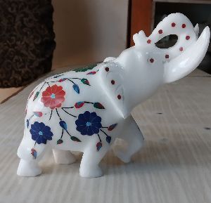 Marble Inlay Work Elephant Statue