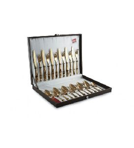 24 Pcs Gold Finish Cutlery Set