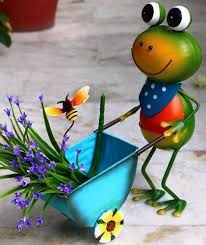 Frog Pushing Cart Planter