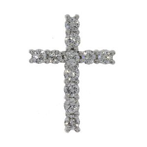 1.00ct Diamond & 18KT White Gold Cross Religious Pendant