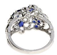 1.60 Ct Diamond & 18KT White Gold Sapphire Ring