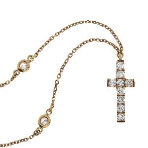 .20 Ct Diamond & 18KT Rose Gold Cross Religious Pendant