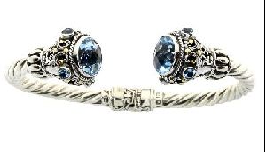 Sterling Silver Blue Topaz Bangle Bracelet