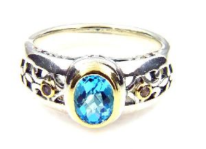 Sterling Silver Blue Topaz Tanzanite Ring