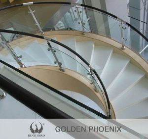 Golden Phoenix Super White Nano Glass Stairs