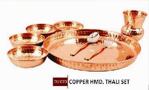 Copper Hammered Thali Set
