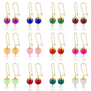 Ankur 12 pairs multicolour beads earring for women