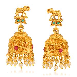 Ankur artistically elephant design gold plated jhumki earring for women
