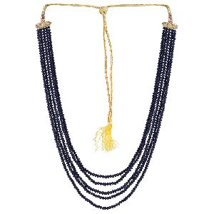 Ankur blossomy five layer blue beads necklace for women