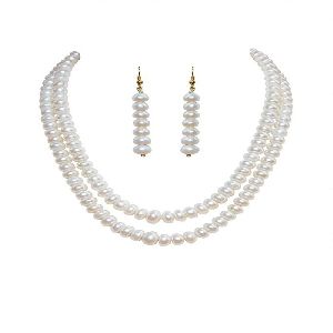 Ankur blossomy two layer white pearl necklace set for women