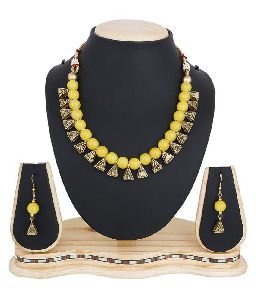 Ankur classy gold plated beads necklace set for women