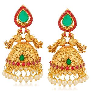 Ankur dazzling peacock design gold plated jhumki earring for women