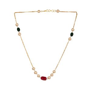Ankur divine gold plated unshaped colour beads necklace for women