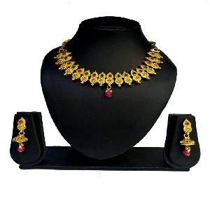 Ankur elegant gold plated multi colour stone necklace set for women