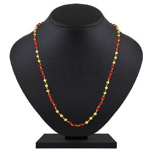 Ankur elegant gold plated red and golden beads necklace for women