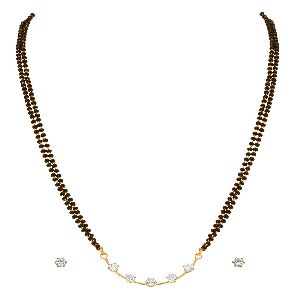 ankur ethnic gold plated five solitaire design mangalsutra set for women