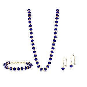 Ankur excellet gold plated blue pearl necklace set with bracelet for women