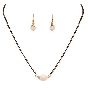 Ankur fabulous gold plated white pearl beads mangalsutra set for women