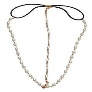 Ankur fancy gold plated white pearl single layer head accessory for women