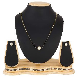 Ankur fascinating gold plated white pearl beads mangalsutra for women