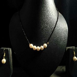gold plated pearl beads mangalsutra set
