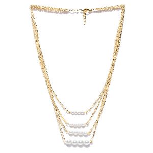Ankur fashionable three string gold plated necklace for women