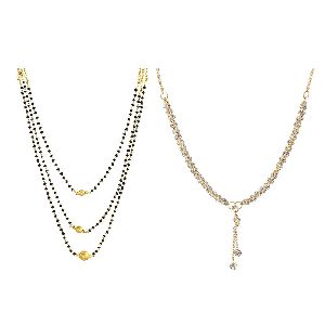 Ankur fashionalble gold plated american diamond combo of 2 mangalsutra for women