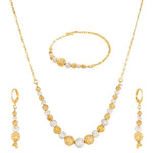 Ankur gleaming two tone ball beads combo necklace set for women