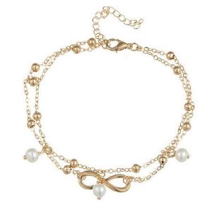 Ankur glittery gold plated anklet for women
