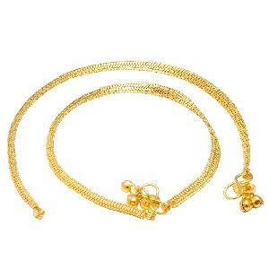 Ankur glittery gold plated snake chain anklet for women