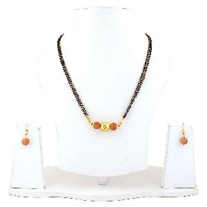 Ankur gold plated ethnic wedding pearl mangalsutra set for women