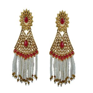 Ankur gold plated polki stoner pearl earring for women