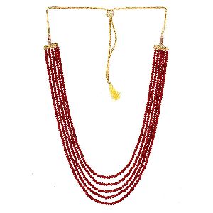 Ankur graceful five layer red beads necklace for women