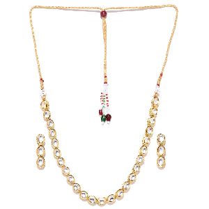 Ankur incredible gold plated single standan kundan necklace set for women
